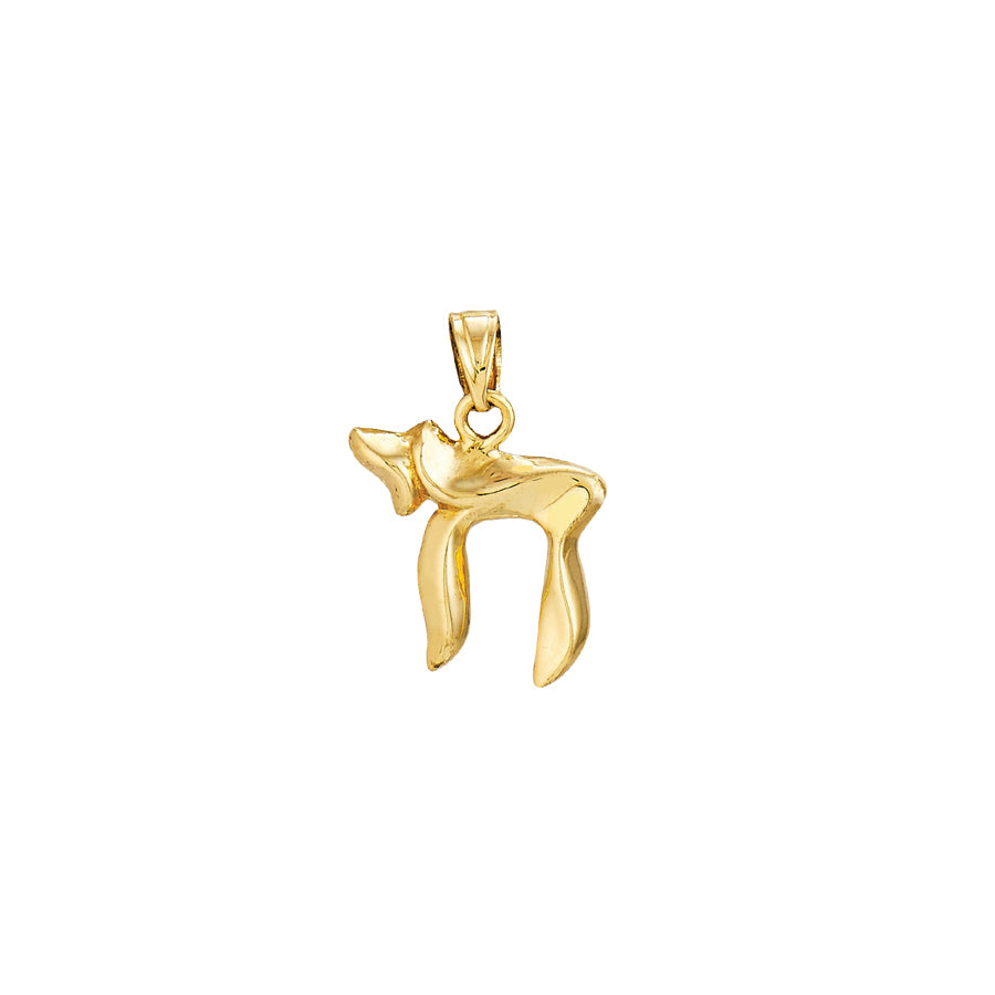 14K Yellow Gold Hebrew Chai Charm