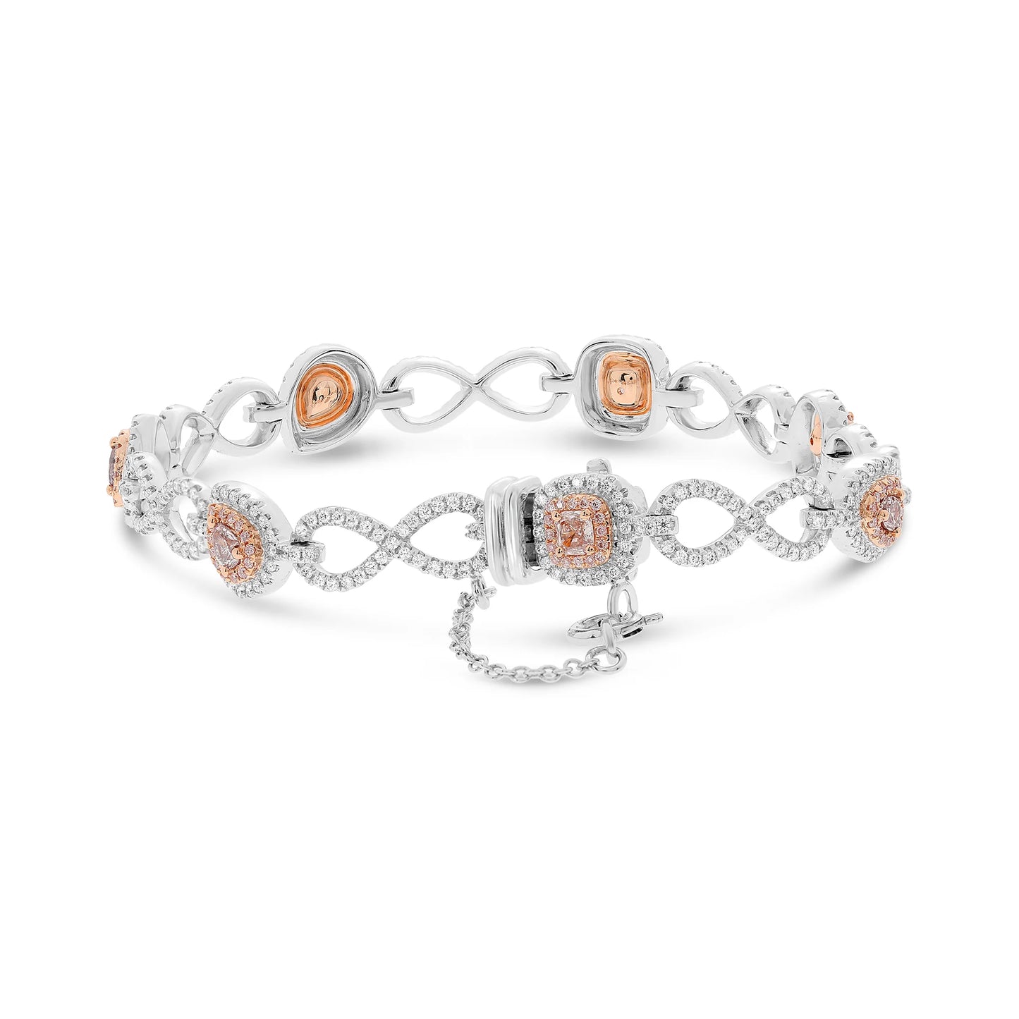 Natural Pink Diamond Bracelet in 18K White and Rose Gold