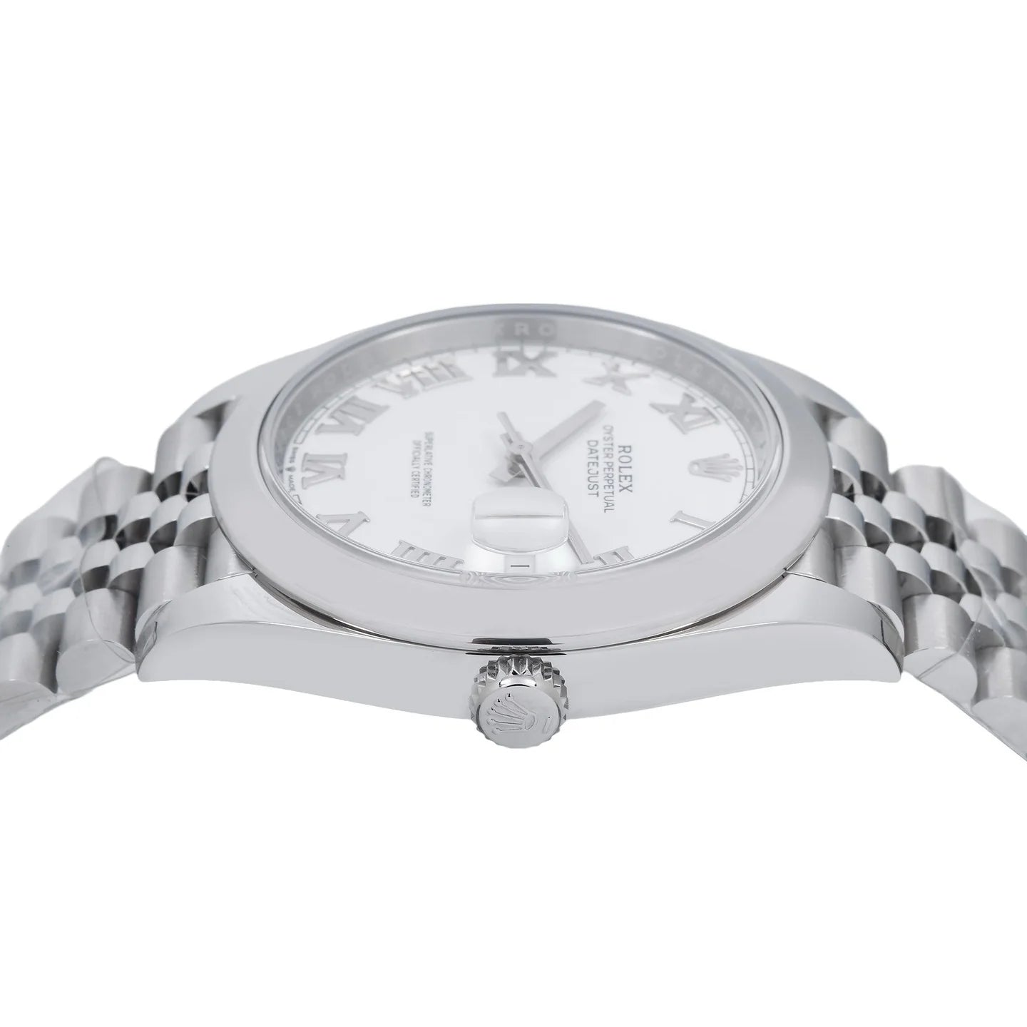 ROLEX DATEJUST 41MM 126300 WHITE ROMAN DIAL SMOOTH BEZEL STAINLESS STEEL JUBILEE BRACELET