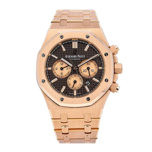 AUDEMARS PIGUET ROYAL OAK CHRONOGRAPH 41MM 26331OR.OO.1220OR.02 BROWN DIAL ROSE GOLD BEZEL 18K ROSE GOLD BRACELET