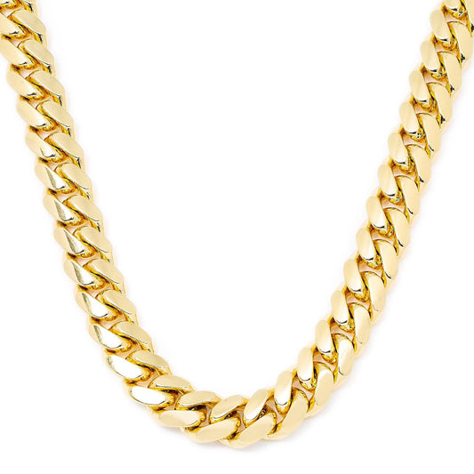 14K SOLID YELLOW GOLD MIAMI CUBAN CHAIN 11MM IN SIZES 26"