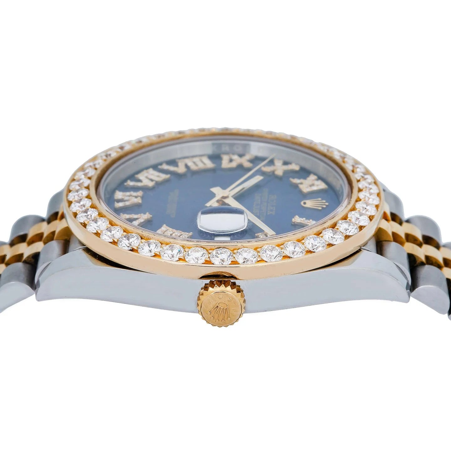 ROLEX DATEJUST 41MM 126333 BLUE ROMAN DIAMOND DIAL DIAMOND BEZEL TWO TONE YELLOW GOLD JUBILEE BRACELET