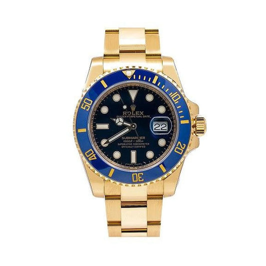 ROLEX SUBMARINER DATE 40MM 116618LB BLUE DIAL BLUE CERAMIC BEZEL 18K YELLOW GOLD OYSTER BRACELET