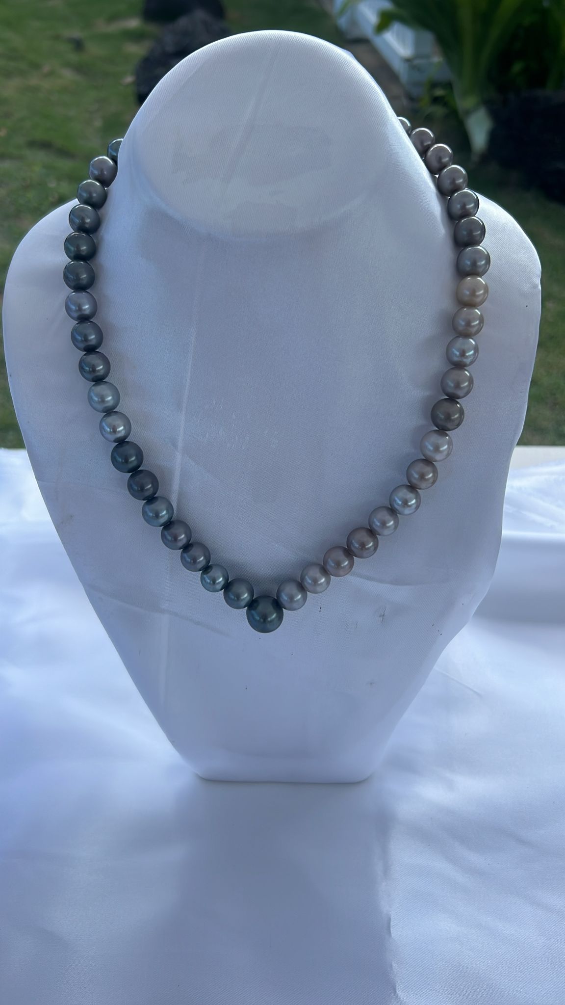 Black Tahitian South Sea Cultured Pearl Necklace in 17" Princess Length for Women