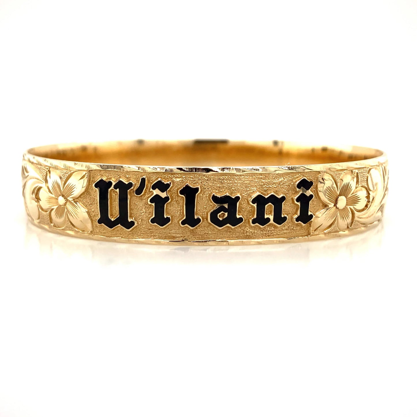 Hawaiian Bangle Bracelet in 14K Yellow Gold - 12mm