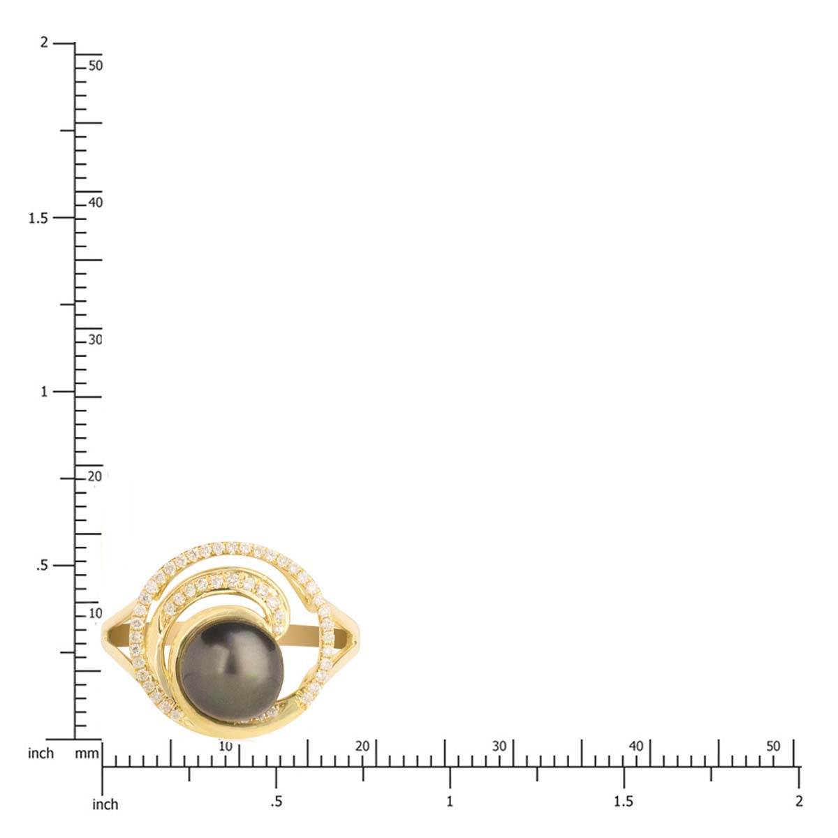 טבעת פנינת גל יהלום דלוקס זוהר זהב צהוב 0.17 קראט