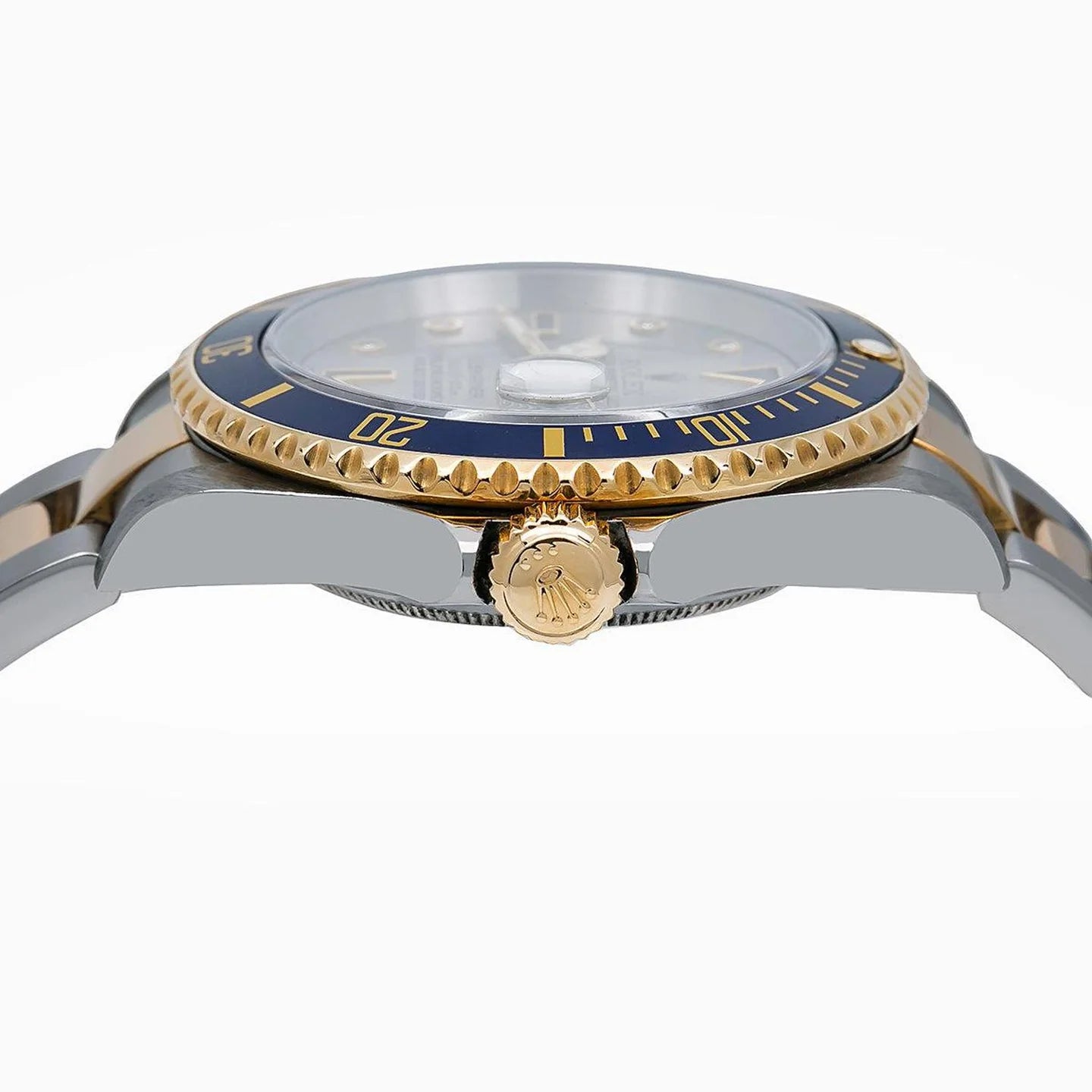 ROLEX SUBMARINER DATE 40MM 16613 SILVER DIAMOND DIAL BLUE CERAMIC BEZEL TWO TONE YELLOW GOLD OYSTER BRACELET
