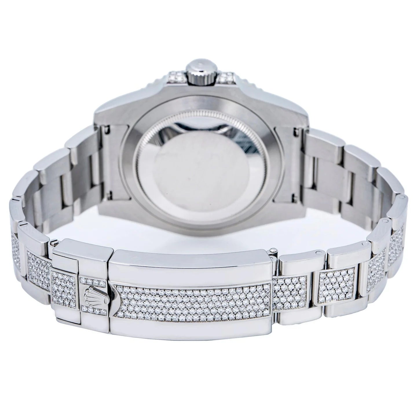 ROLEX SUBMARINER DATE 40MM 116610 DIAMOND PAVED DIAL BLUE GEMSTONE & DIAMOND BEZEL STAINLESS STEEL SEMI DIAMOND OYSTER BRACELET