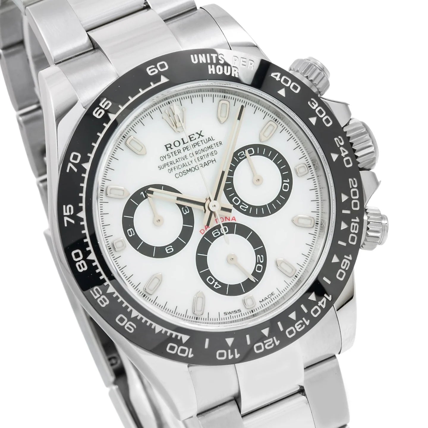 ROLEX COSMOGRAPH DAYTONA 40MM 116500LN PANDA WHITE DIAL BLACK CERAMIC TACHYMETER BEZEL STAINLESS STEEL OYSTER BRACELET