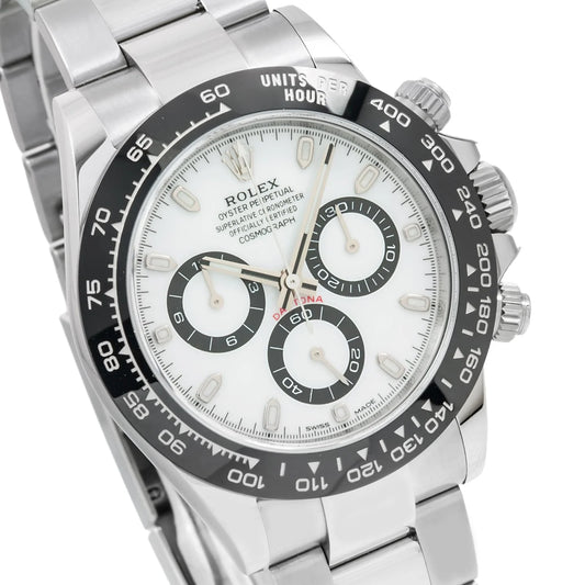 ROLEX COSMOGRAPH DAYTONA 40MM 116500LN PANDA WHITE DIAL BLACK CERAMIC TACHYMETER BEZEL STAINLESS STEEL OYSTER BRACELET