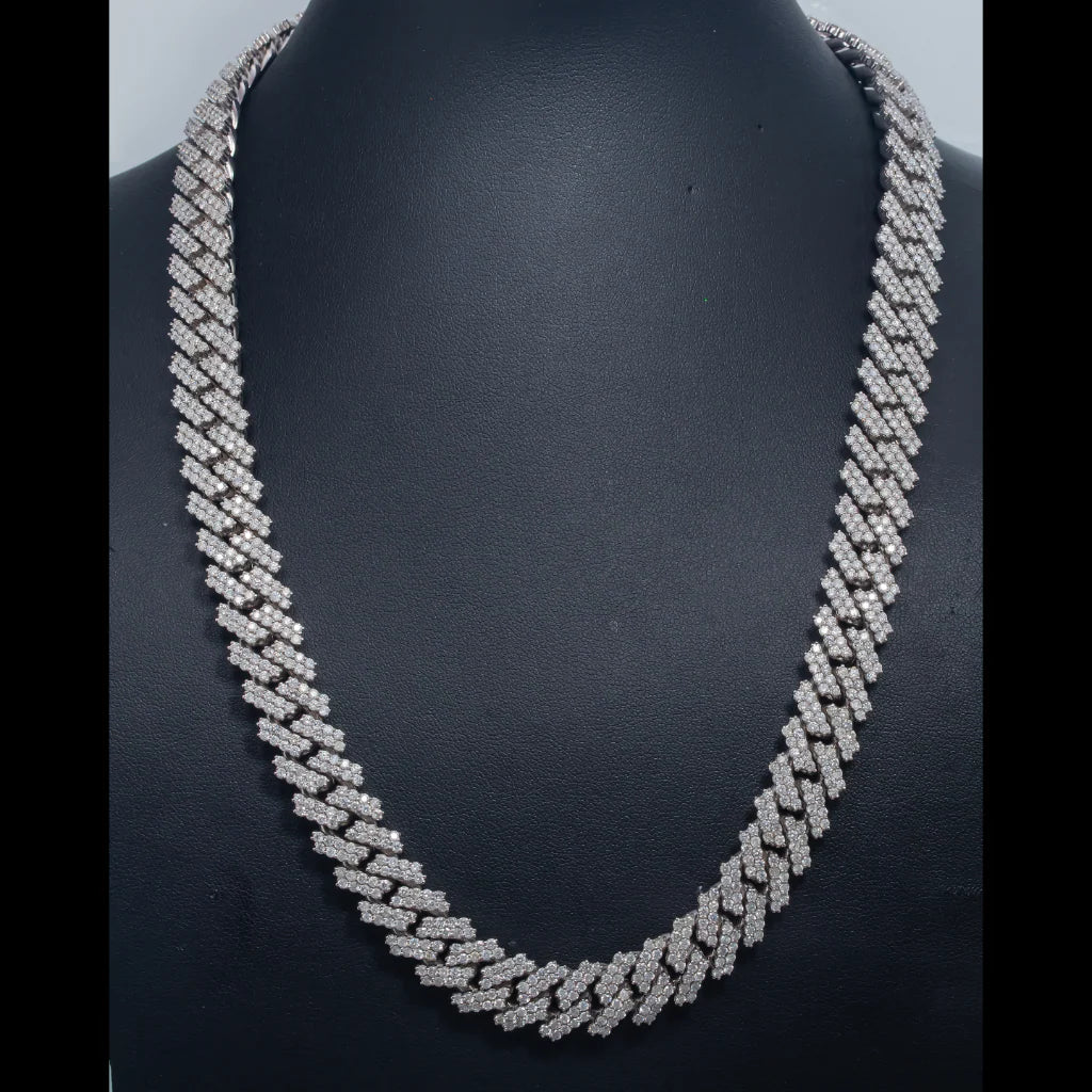 14K WHITE GOLD DIAMOND 22"/14MM CUBAN LINK CHAIN 34.57 CT