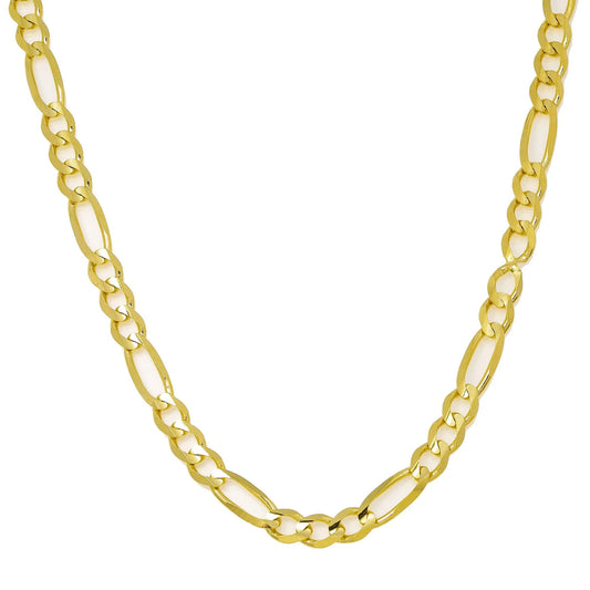 14K YELLOW GOLD 4.87MM FIGARO CHAIN AVAILABLE IN SIZES 18"-26"