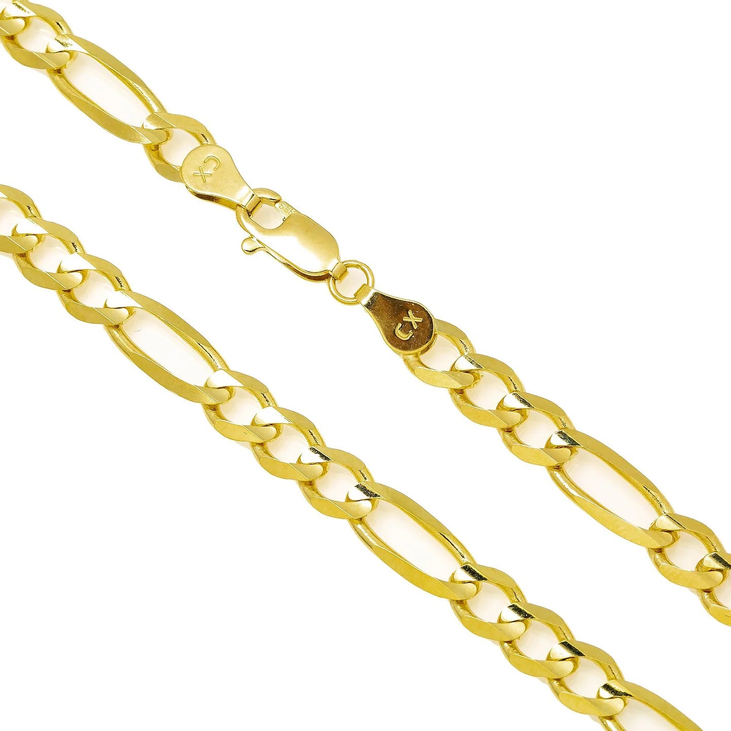14K YELLOW GOLD 4.87MM FIGARO CHAIN AVAILABLE IN SIZES 18"-26"